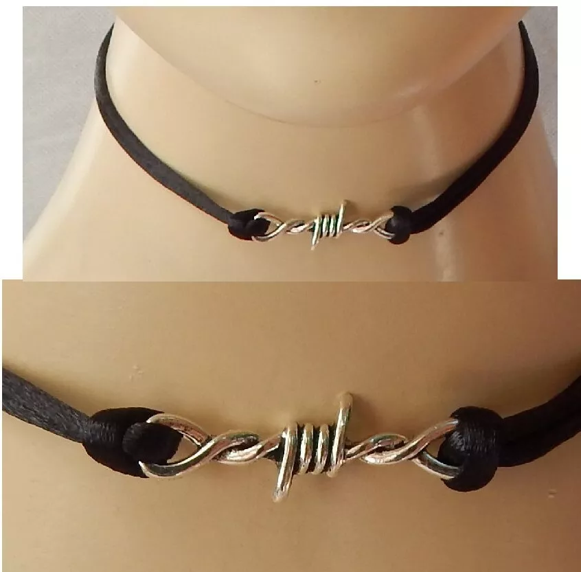 Barbed Wire Choker Necklace Handmade Silver Black Fashion NEW Collar Women