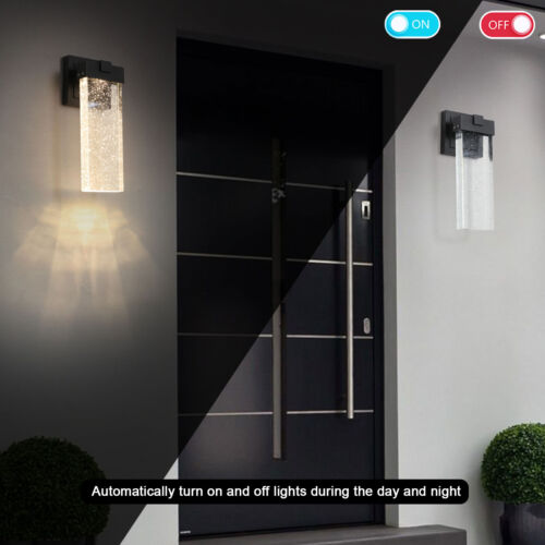 2 Pack Black Modern Crystal Wall Outdoor Light Dusk to Dawn Sensor LED Fixture - Picture 4 of 12