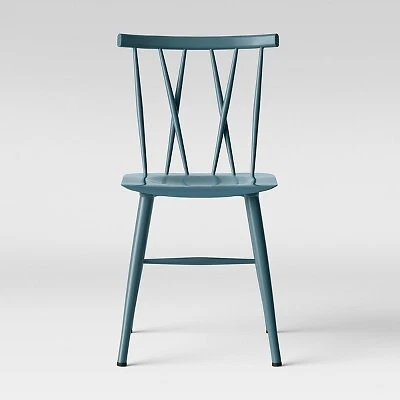 Set of 2 Becket Metal X Back Dining Chair Light Blue Project 62