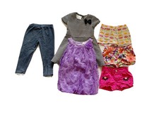 Lote de 6 Pantalones Cortos Coloridos para Bebé Niña 2 Vestidos 1 Jeans Denim 3T y 4T