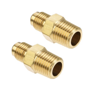 2x Messing-Rohrverschraubung 1/4 SAE Flare-1/4NPT Außengewinde Schlauchadapter
