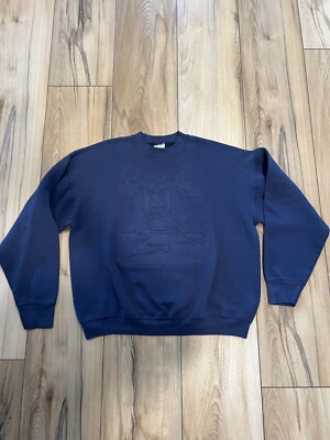 Vintage 1997 Looney Tunes Taz Imprint Blue Sweatshirt Size XL Men Navy