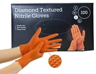Disposable Orange Extra Strong Thick Diamond Grip Nitrile Gloves Mechanic of 100