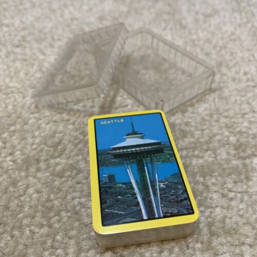 Vintage Seattle Space Needle Plastic Coated Playing Card Deck Clear Case New - Bild 3 von 8