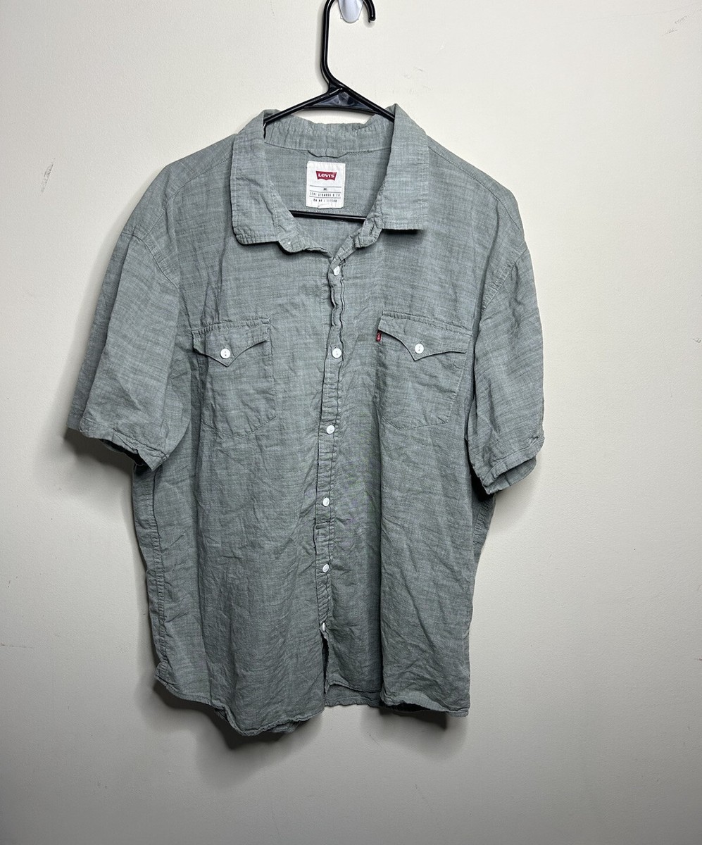 Levi's Men's Short Sleeve Button Down Shirt Size XXL Green Light