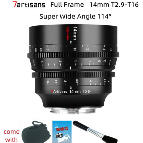 7artisans 14mm T2.9 Full Frame Super Wide Angle Cine Lens for Nikon Z ZFC Camera - Foto 1 di 11