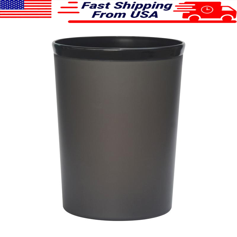 Frosted Plastic Round Wastebasket Durable Trash Bin Small Spaces Indoor New