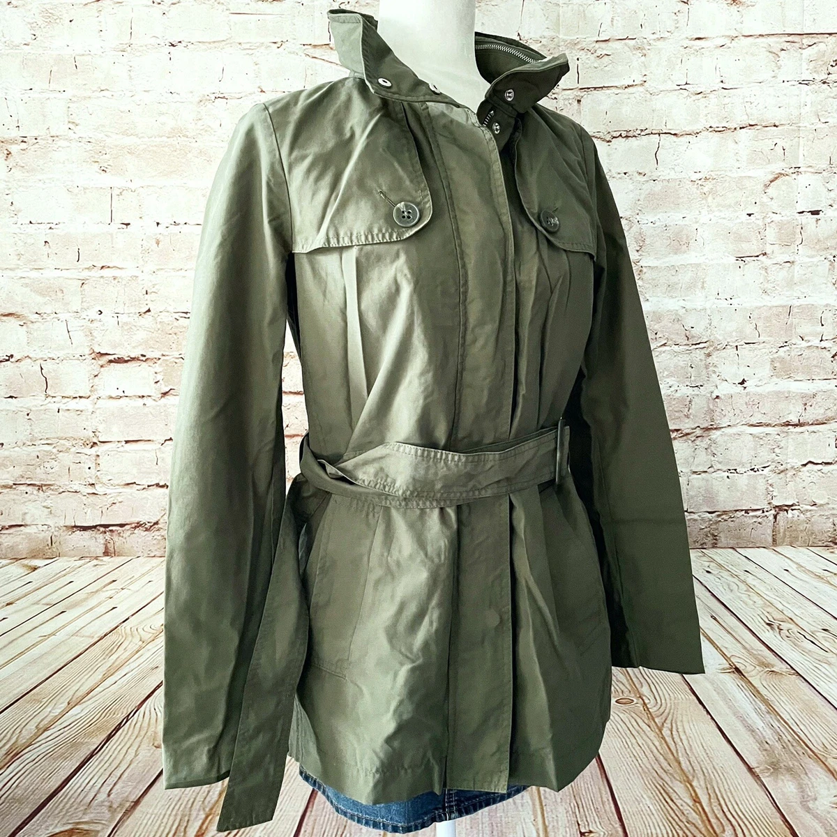 Hilfiger Womens Military Trench Jacket Size S Olive Green | eBay