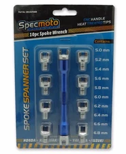 SPECMOTO USA Motorcycle Spoke Wrench with 10 interchangeable hardened tips