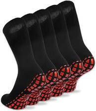 NOVAYARD 5 Pairs Non Slip Socks Hospital Diabetic Skid Large, Black