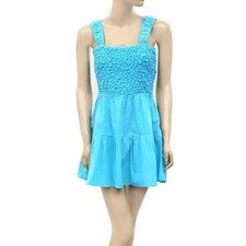 Saylor Anthropologie Smocked Solid Mini Dress Ruffle Tiered Cotton M NEW 259567