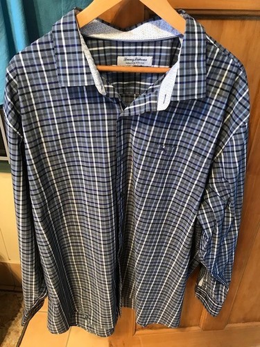 Tommy Bahama 3XL Black Plaid 100% Cotton "The Newport Coast" LS Dress Shirt