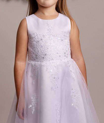 Elegante Vestido de Encaje Blanco para Niña Flor con Bolero para Ocasiones Formales - Edades 6-12 - Imagen 7 de 8