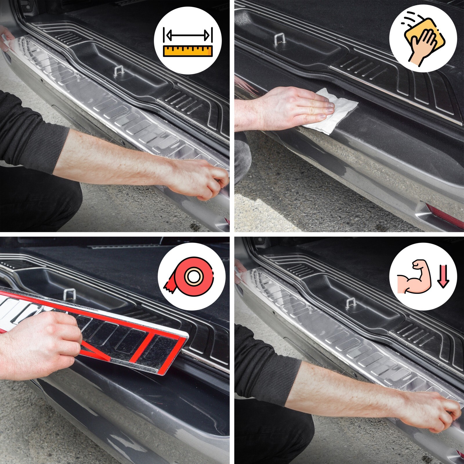Stainless Steel Rear Bumper Sill Protector For Mercedes C-Class S204 (2007-2011)