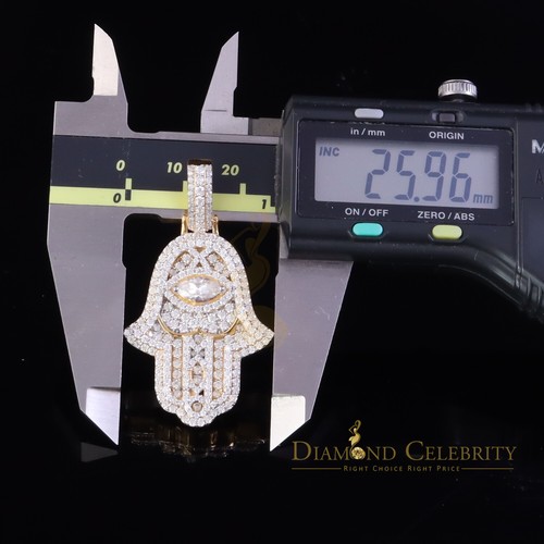 3.00ct Moissanite VVS D Baguette 925 Silver Yellow Hamsa Pendant For Women's - Picture 9 of 11