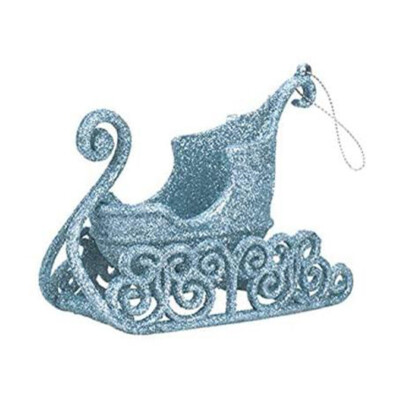 Glitzer Schlitten Christbaumschmuck zum Aufhängen rot gold blau silber rosegold
