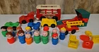 Lot of Vtg Fisher Price Little People Toys Assortment People Mini Bus Taxi More