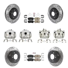 Front Rear Brake Rotors Pads Calipers Kit Slotted for Kia Optima 2017-2019 oeO0