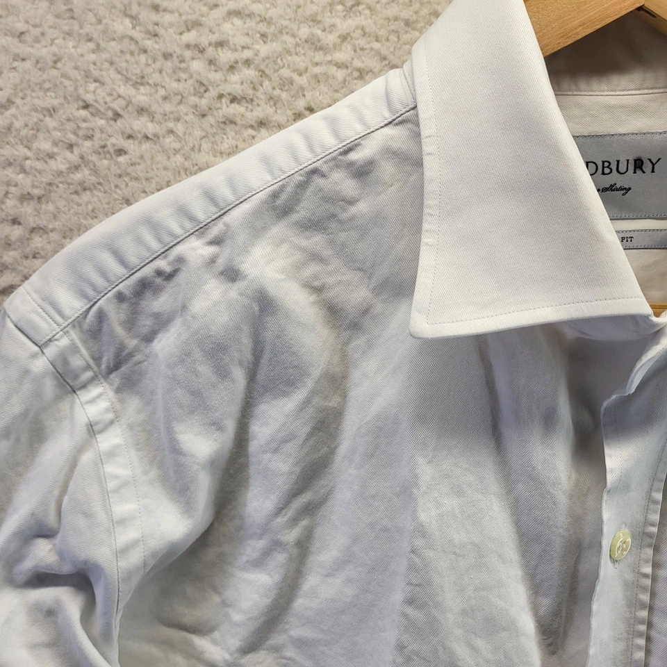 Camisa de vestir de lujo de algodón ajuste a medida LEDBURY para hombre 16,5 grande Foto 3 de 4