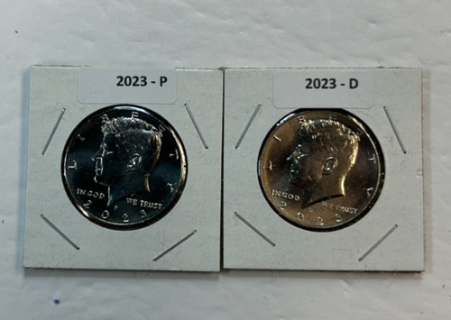 2023 P & D UNC Clad Kennedy Half Dollar Set in CB Flips -Free Shipping