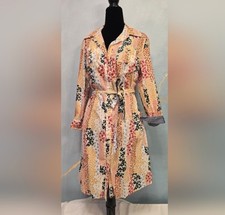 Tommy Hilfiger Multicolor Floral Belted Button Up 3/4 Sleeve Shirt Dress S