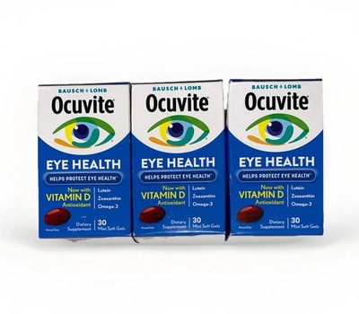 3x OCUVITE  Bausch + Lomb MINI soft gels 90 Total Pils Exp: 06/2026