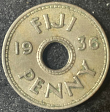 1936 FIJI ONE 1 PENNY KING GEORGE V