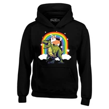 Corgi Riding Dinosaur Funny Rainbow Hoodie Humor Pet Dog Lovers Sweatshirt