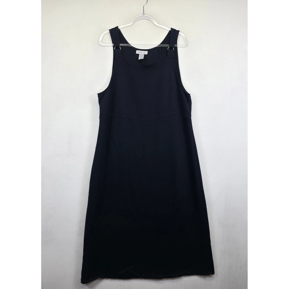 Cherokee Overall Jumper Dress Womens XL Black Relaxed Soft Maxi Classic Layering - Image 2 of 4