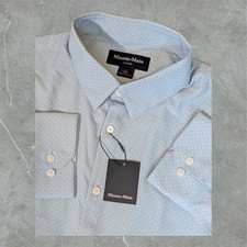 NEW Mizzen Main Leeward Dress Shirt Men XL Classic Fit Light Blue Circle Texture