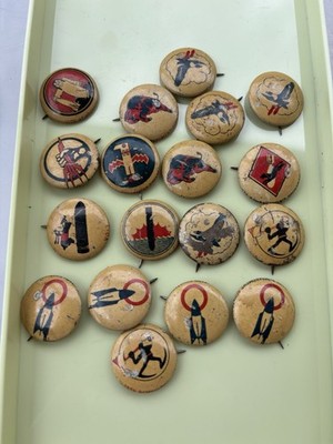 Vintage lot of 25 Kellogg's Cartoon Character Pep Cereal Pins. c.1945-1947