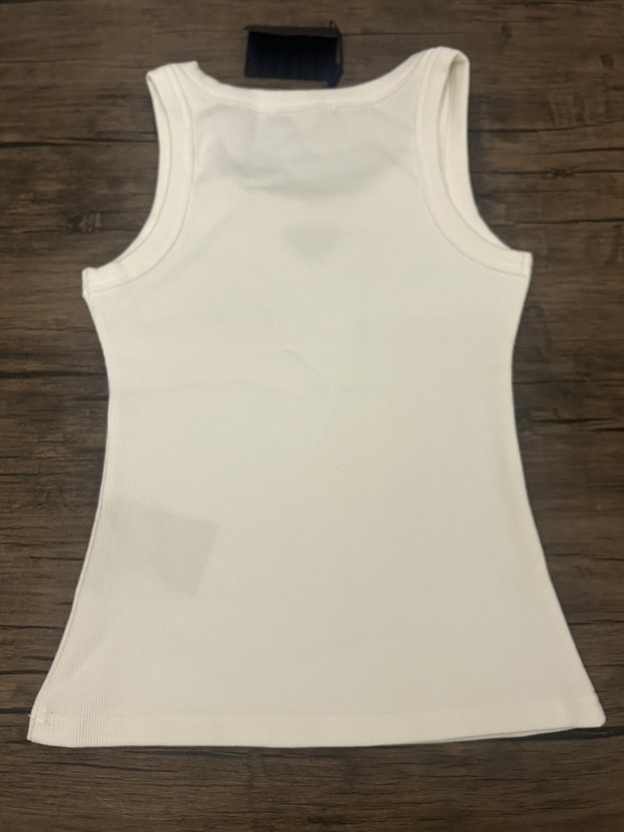 Prada Cotton Sleeveless Tank Top White Size Large womens logo