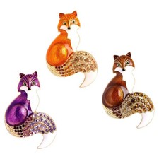 Belle broche en émail renard strass petit pour sac à dos décor chemise femmes