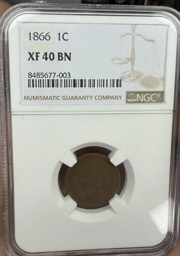 ⭐️NGC 1866 XF40 CIVIL WAR ERA BETTER DATE   INDIAN HEAD CENT ⭐️
