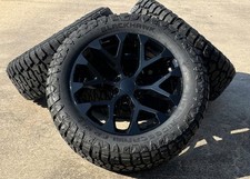 20 Gloss Black Snowflake Wheels Rugged Terrain Tires Tpms Gmc Sierra Yukon Set
