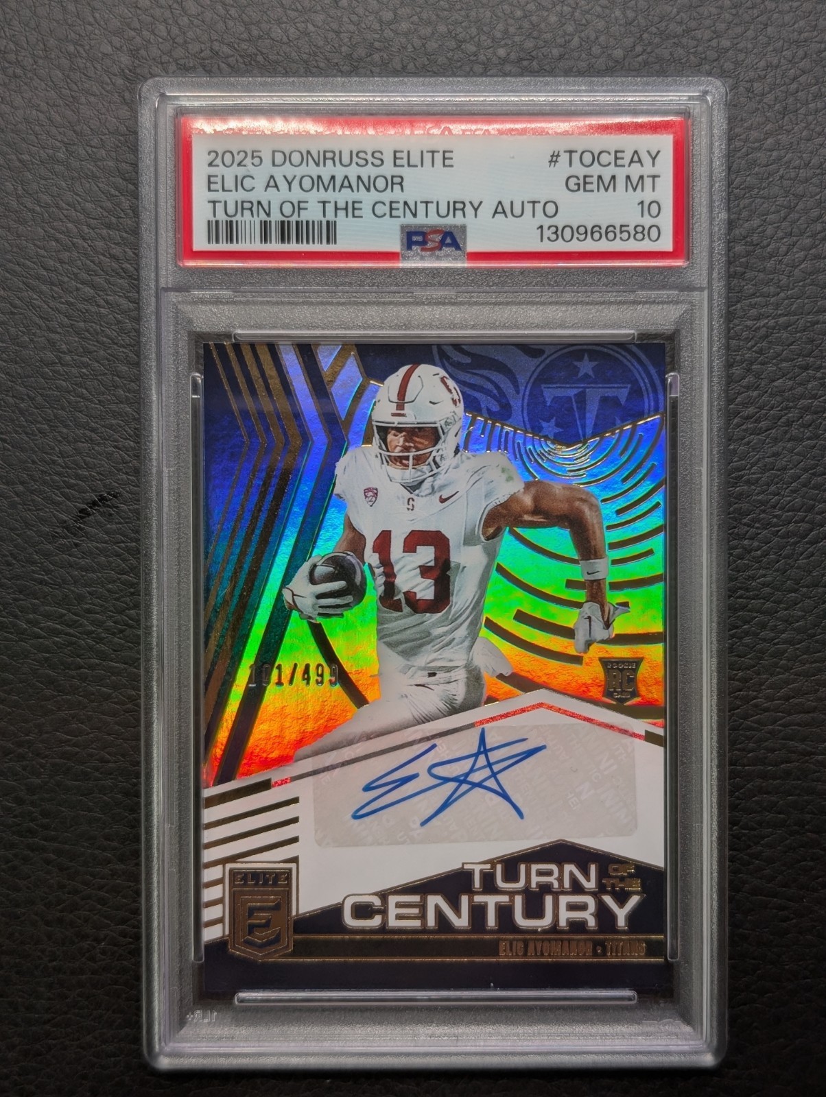 PSA 10 2025 Panini Donruss Elite Turn of the Century Auto Elic Ayomanor RC Pop 1