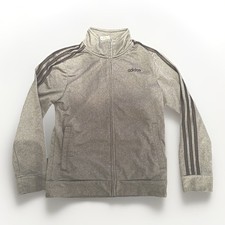 Adidas Track Jacket Fill Zip Grey Black Medium 10-12 Long Sleeve
