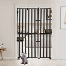 75" High Extra Tall Cat Gate Auto Closing No Drilling Black Fit 35"-51" Wide