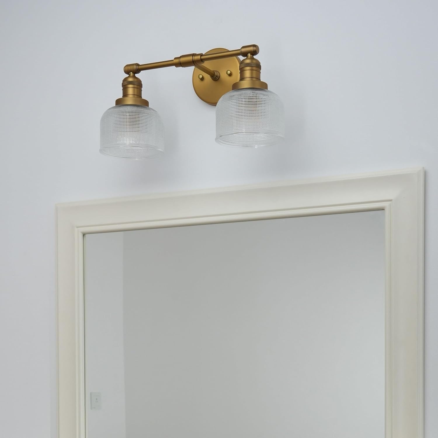 Vintage Double Heads Wall Sconces Decor for Bathroom Mirror, Glass 2-Light Bathr