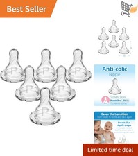 Preemie Baby Bottle Silicone Nipple Slow Flow 6 Pack Anti-Colic Natural