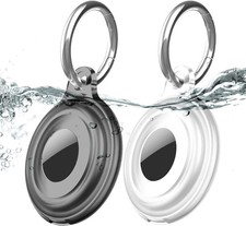 2 Pack IPX8 Waterproof AirTag Keychain Holder Case Shockproof Anti-Scratch for