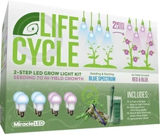 Miracle LED Plant Life Cycle 4-Socket Synchronized Grow Light Kit with 4 Blue