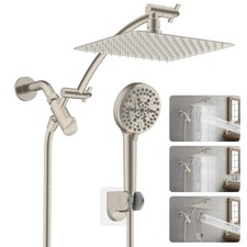 Rain Shower Head Combo 10'' High Pressure Shower Head Adjustable Extension Arm