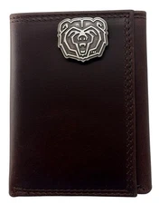 Missouri State Bears Genuine Leather Trifold Wallet w/Concho-Enmon-New in Tin