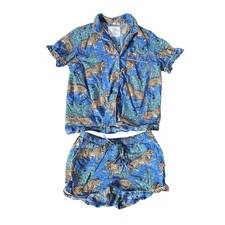 Printfresh Bagheera Short Sleep Set Sapphire Blue Leopard Small