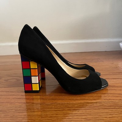 Katy Perry The Caitlin Rubik's Cube HIgh Heels Black Multi-Colored