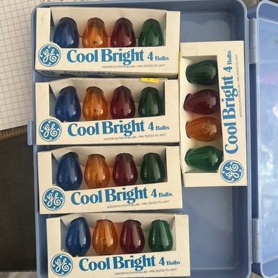 Vtg Christmas Bulbs GE Cool Bright Five 4-Pack Multicolor Candlebra Base Taiwan