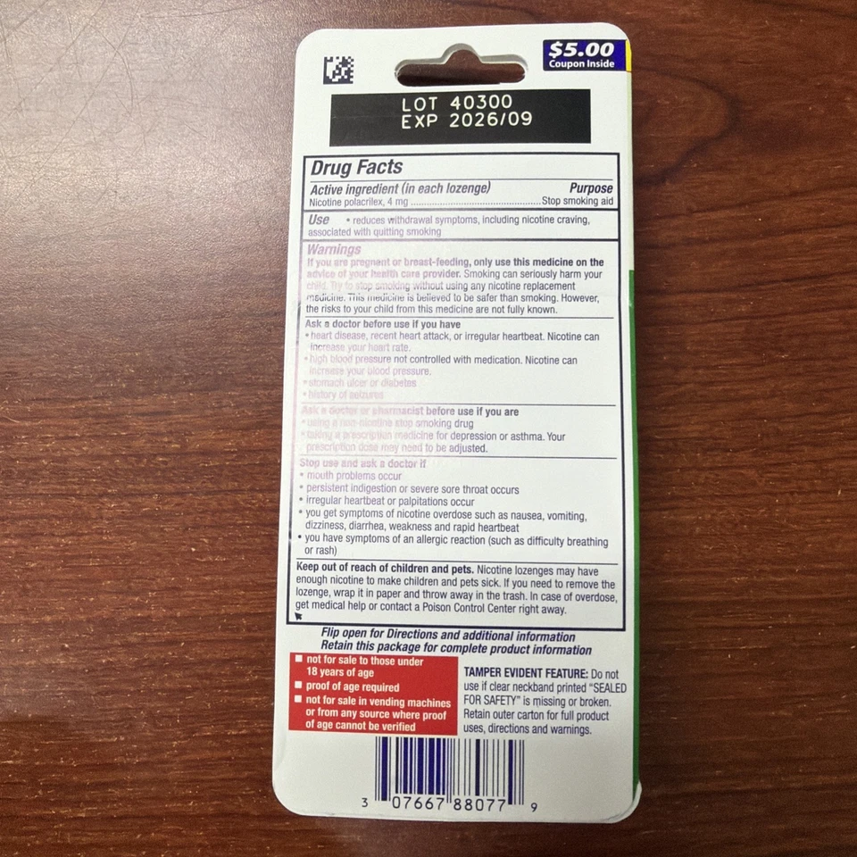 Mini pastilla Nicorette como nueva - 4 mg (20 quilates) 12 paquetes Foto 3 de 3