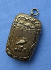 Antique Japanese Style Miniature Brass Vesta Case/Matchsafe/Relief Illustration