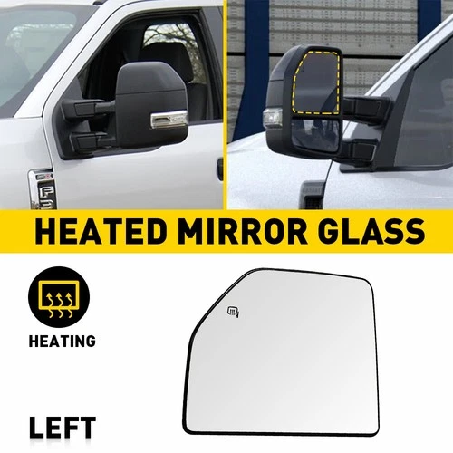 Left Mirror Glass For 15-2020 Ford F-150 Heated FL3Z17K707T Blind Spot Detection